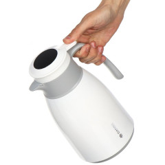 Термос DANIKS ED-100-whitel, кувшин, колба стекло, с датчиком, 1 л., белый (435631)(*5)