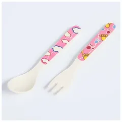 Набор столовый детский бамбук. КРОШКА Я «Жираф и коала», 5 пр. (тарелка, миска, стакан, приборы)(461