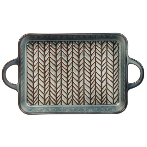 Форма для выпечки керамика Attribute Glaze, прямоугольная,21х36х5 см,сине-корчн.(ABG007)(483597)