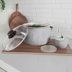 Кастрюля Home Флёр, эмаль, индукция, серая, 4,2 л (*7)