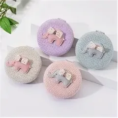 Зеркальце косметическое складное, Узор , круглое., ткань