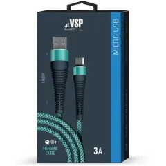 Кабель USB 2.0 A вилка - microUSB 1 м Borasco 3А Fishbone усиленный тиффани