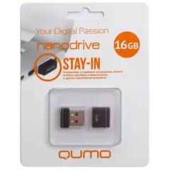 Карта USB2.0 16 GB Qumo Nano QM16GUD-NANO-B Black
