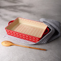 Форма для выпечки керамика BY, прямоугольная, 37х23,5х6,5см, 3л, красная (826-357)