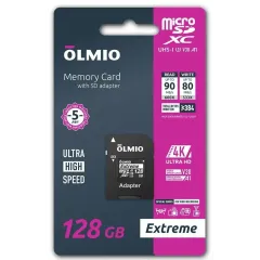 Карта micro-SD 128 GB Olmio Еxtreme UHS-I U3 V30 A1 с адаптером