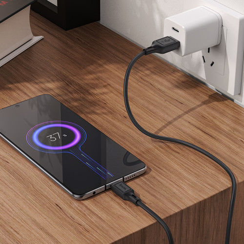Кабель USB 2.0 A вилка - microUSB 1 м HOCO X90 силикон 2.4A (Black)