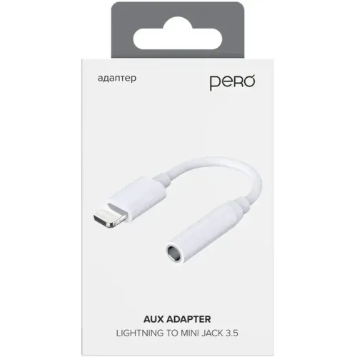 Кабель Lightning - AUX Jack 3.5mm Pero AD13 белый