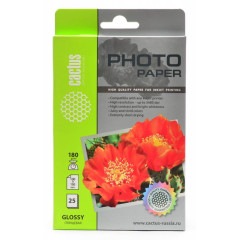 Бумага Cactus 10x15 CS-GA618025 180г/м2/25л./белый глянцевое для струйной печати