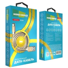 Кабель USB 2.0 A вилка - 8pin 1 м More choice K31i металл (Gold)