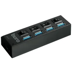 Коммутатор USB 3.0 Buro BU-HUB4-U3.0-L 4порт. черный