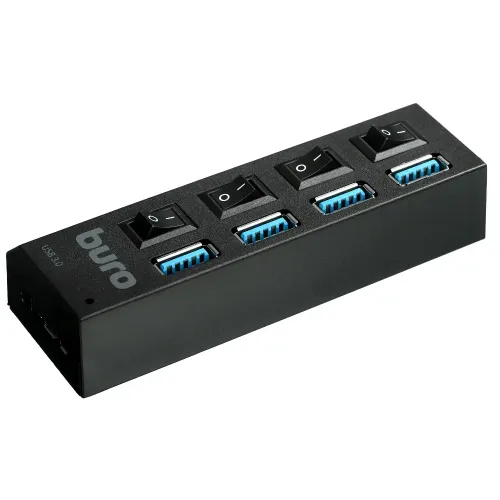 Коммутатор USB 3.0 Buro BU-HUB4-U3.0-L 4порт. черный