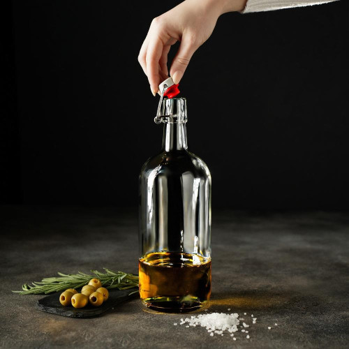 Бутылка с бугельной пробкой, прозрачная, 1 л.