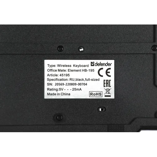 Клавиатура Defender Element HB-195 черный (*7)