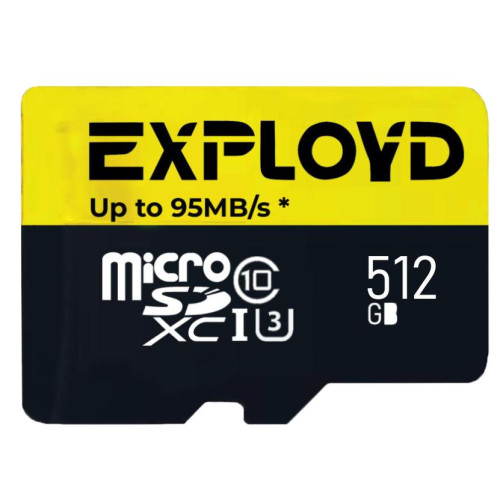 Карта micro-SD 512 GB EXPLOYD Class 10 UHS-1 Premium (U3) [HS-1-ElU3 w)