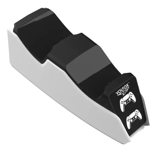 Зарядная док станция для геймпадов PS5 VOLFOX P5-100 DualSense, подсветка, белый/черный