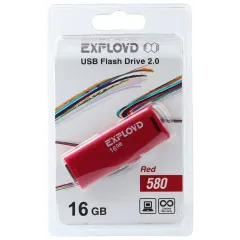 Карта USB2.0 16 GB EXPLOYD 580 красный