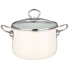 Кастрюля AGNESS DELUXE, эмаль, молочный, 4,1л (901-067)