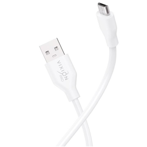 Кабель USB 2.0 A вилка - microUSB 2 м Vixion 2.4A VX-02m PRO белый
