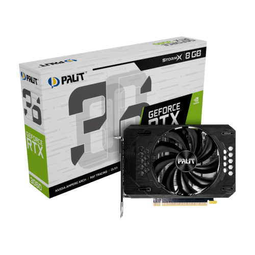 Видеокарта Palit PCI-E 4.0 PA-RTX3060 STORMX 8GB NV RTX3060 8192Mb 128 GDDR6 1320/15000/HDMIx1/DPx3/ NE63060019P1-190AF