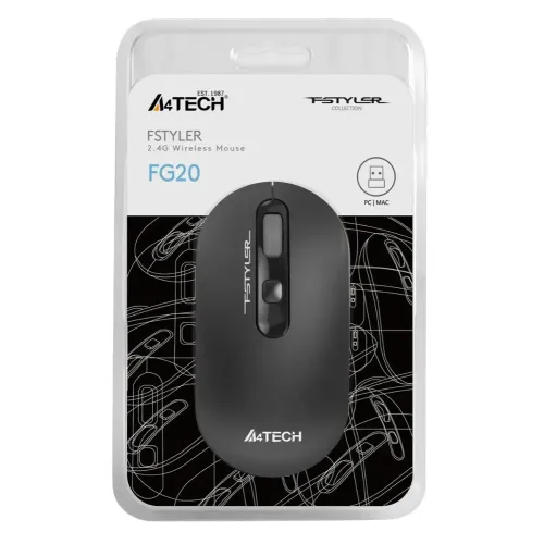 Мышь A4 Fstyler FG20 серый оптическая (2000dpi) беспроводная USB