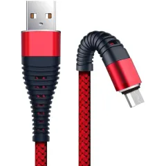 Кабель USB 2.0 A вилка - microUSB 1 м Borasco 3А Fishbone усиленный красный