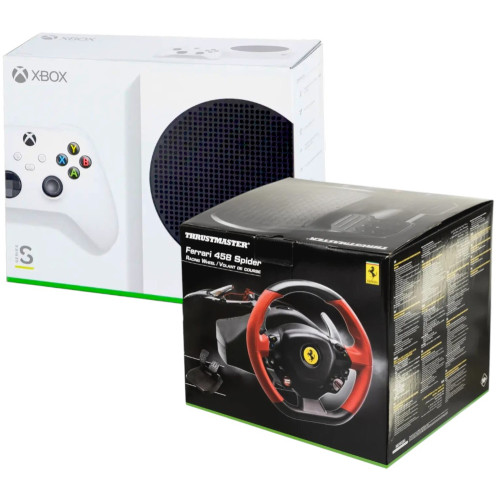 Комплект игровая консоль MICROSOFT Xbox Series S+Руль ThrustMaster Ferarri 458 12кноп. (с педалями) 
