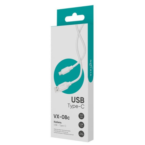Кабель USB 3.0 A вилка - Type C 1 м  Vixion VX-08c PRO белый