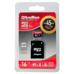 Карта micro-SD 16 GB OLTRAMAX 10 UHS-1 Elite class10+ адаптер