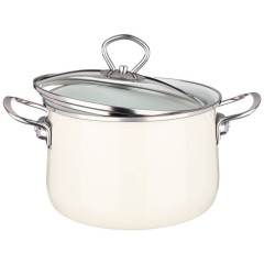 Кастрюля AGNESS DELUXE, эмаль, молочный, 3,1л (901-066)