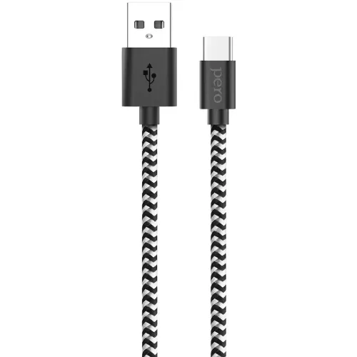 Кабель USB 3.0 A вилка - Type-C 1 м Pero DC-04 текстильный черно-серый (*2)