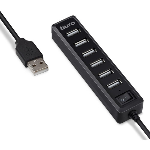 Коммутатор USB 2.0 BURO BU-HUB7-1.0-U2.0 7порт. черный