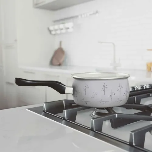 Ковш эмаль Home Флёр, серый, 1,5 л.