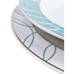 Набор столовый MONTSERRAT Porcelain, фарфор, белый/голубой, 24 пр.