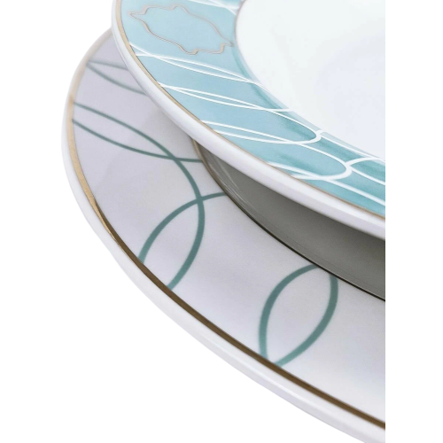 Набор столовый MONTSERRAT Porcelain, фарфор, белый/голубой, 24 пр.