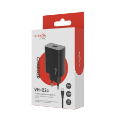 СЗУ Vixion VH-02c 2.4A Type-C PRO + кабель, черное