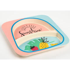 Тарелка детская из бамбука NN, 2-х секционная, микс (4298764)