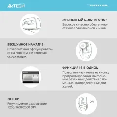 Мышь A4 Fstyler FG30S серый/оранжевый оптическая (2000dpi) беспроводная USB (*7)