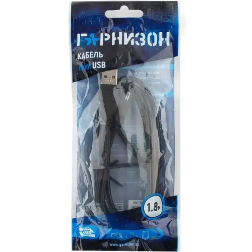 Кабель USB 2.0 A розетка - miniUSB 1.8 м Гарнизон 