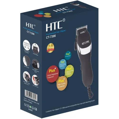 Машинка для стрижки HTC CT-7306 черная (сет)
