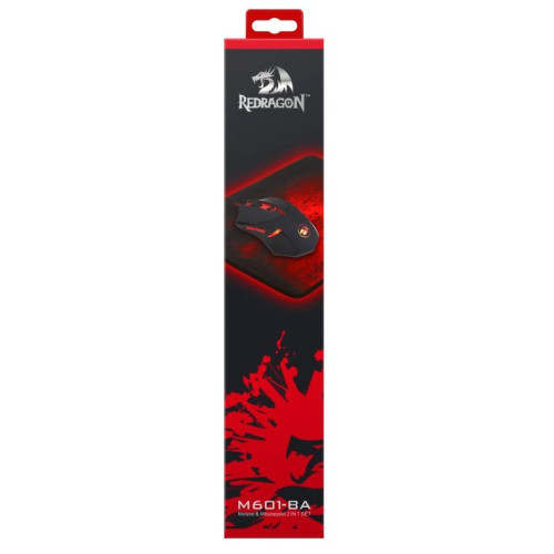 Мышь RedDragon M601BA черный/красный игровая + коврик для мыши 
