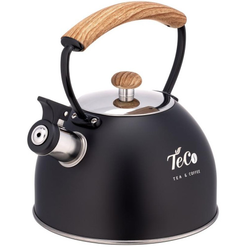 Чайник со свистком TECO TC-127, с дер. ручкой, черный, 2,5 л.