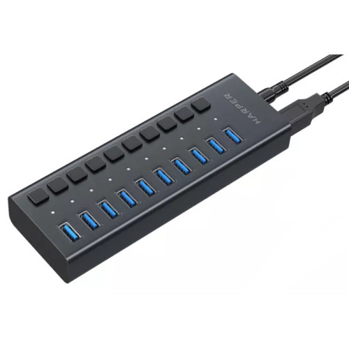 Коммутатор USB 2.0 HARPER HUB-10MB Black
