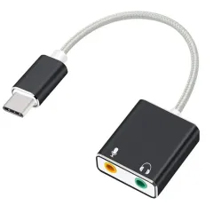 Звуковая карта USB с кабелем GSMIN RT-09 Type-C черный