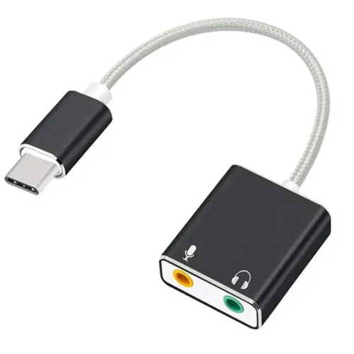 Звуковая карта USB с кабелем GSMIN RT-09 Type-C черный
