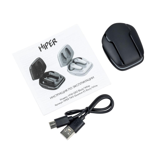 Гарнитура Bluetooth HIPER HTW-QX2 (QUANTUM X2)  black/чёрный