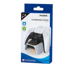Зарядная док станция для геймпадов PS5 DOBE DualSense, подсветка, белый