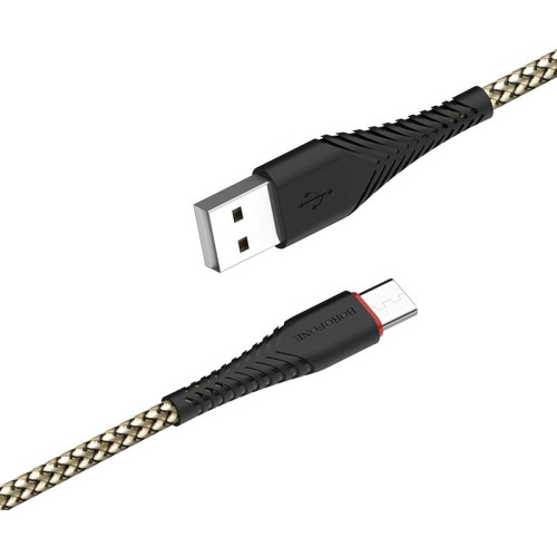 Кабель USB 2.0 A вилка - Type C 1 м Borofone BX25 3А  нейлон черный