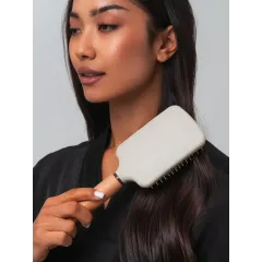 Расческа Массажная HairBee, дерево, бежевый/белый/коричневый, 26 см