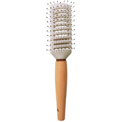 Расческа Массажная HairBee, скелетная, дерево, бежевый/белый/коричневый, 26 см