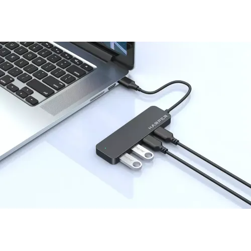 Коммутатор USB 2.0 HARPER HUB-04P Black 